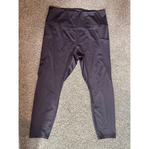 Reebok Womens High Waisted Mesh Panel Leggings with Pockets Purple XL RN117927